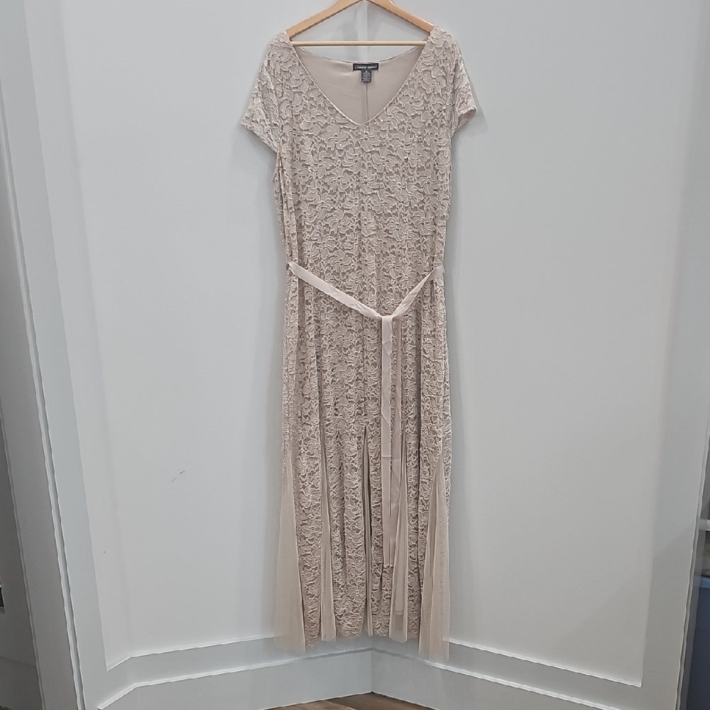 Cream V-Neck Sheath Maxi Dress - 2X NWOT